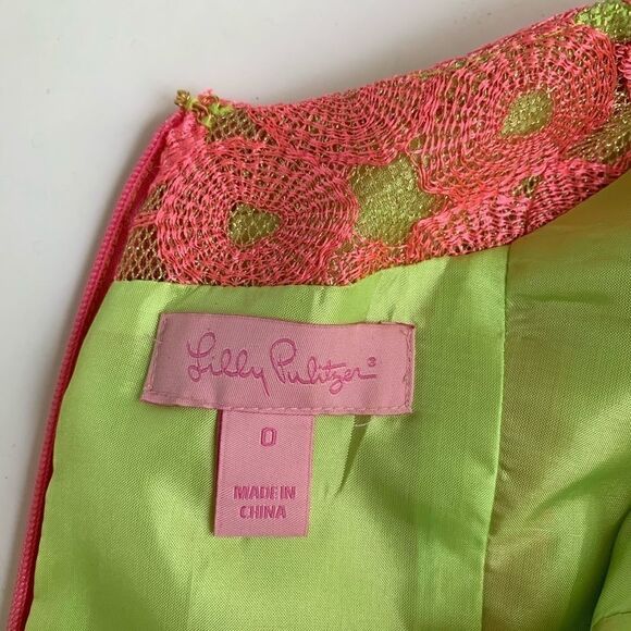 LILLY PULITZER RARE MANDY HOTTY PINK LIME DRESS - Picture 4 of 8
